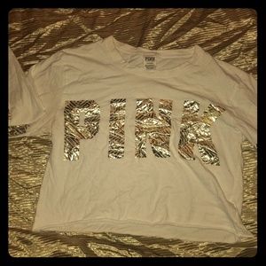 Cropped Gold Foil PINK long sleeved shirt